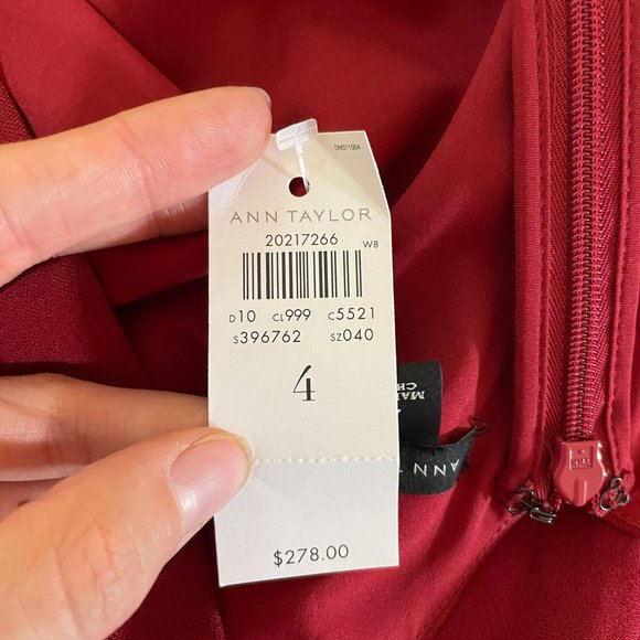 Ann Taylor Fuax Wrap Maxi Evening Gown Size 4 Crimson Bridesmaid Wedding NWT - Picture 12 of 14
